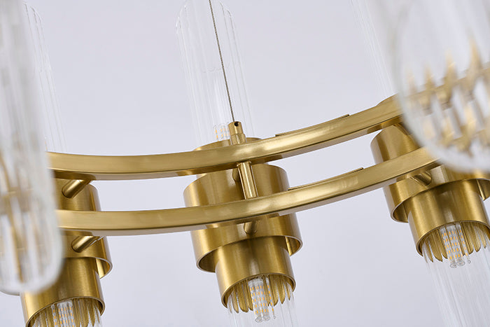 Satin Brass Glass Chandelier (MU131) by Bethel - view 2