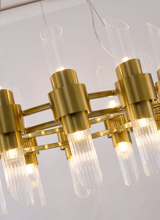 Satin Brass Glass Chandelier (MU131) by Bethel - view 5