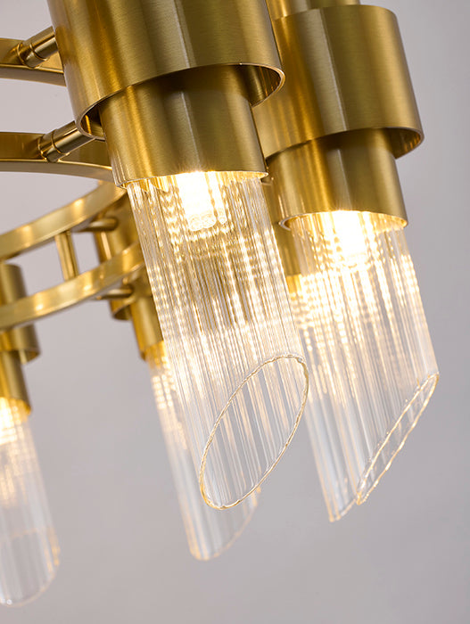 Satin Brass Glass Chandelier (MU131) by Bethel - view 6