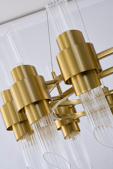 Satin Brass Glass Chandelier (MU131) by Bethel - view 7