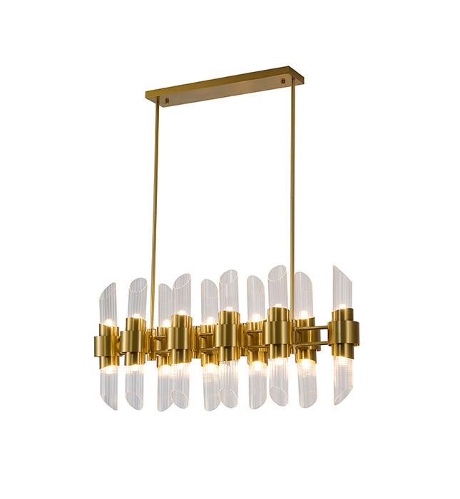 Satin Brass Glass Chandelier (MU132) by Bethel