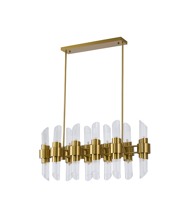 Satin Brass Glass Chandelier (MU132) by Bethel - view 3