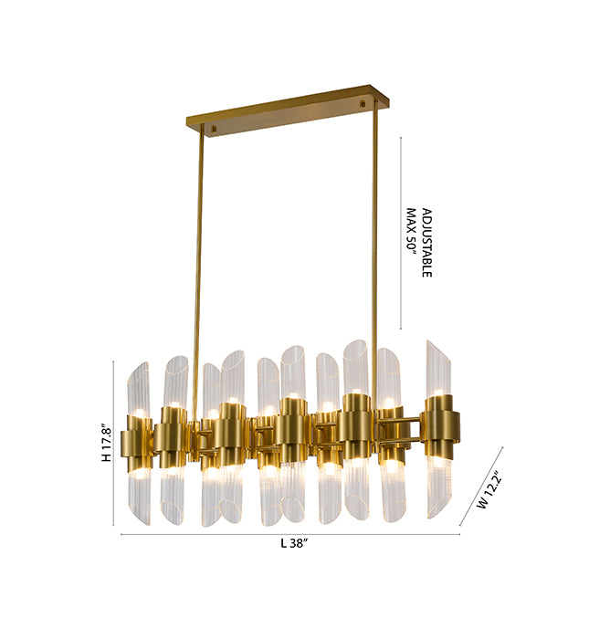 Satin Brass Glass Chandelier (MU132) by Bethel - view 4