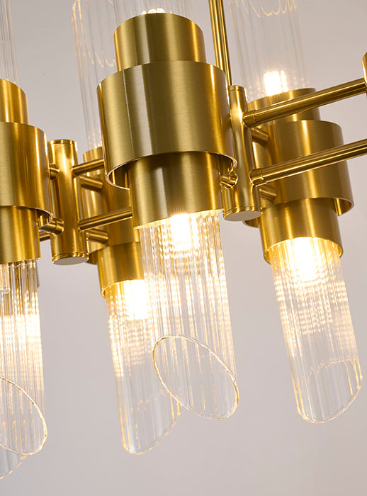 Satin Brass Glass Chandelier (MU132) by Bethel - view 5