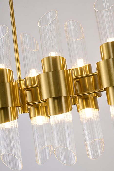 Satin Brass Glass Chandelier (MU132) by Bethel - view 6