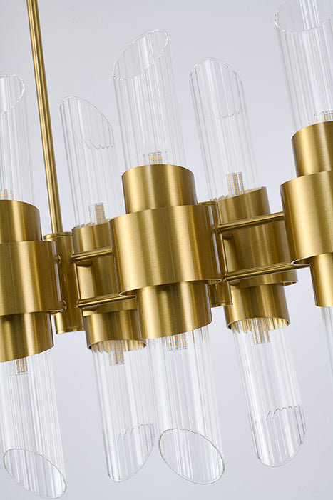 Satin Brass Glass Chandelier (MU132) by Bethel - view 7