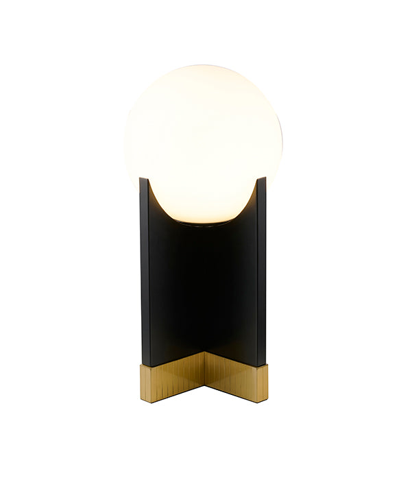 Satin Brass Glass Table Lamp by Bethel