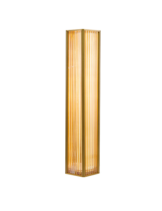 Satin Brass Glass Floor Lamp by Bethel