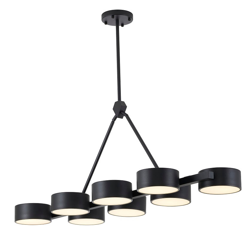 Frame Chandelier with Round Accent Shades and Acrylic Diffusers in Black by Bethel