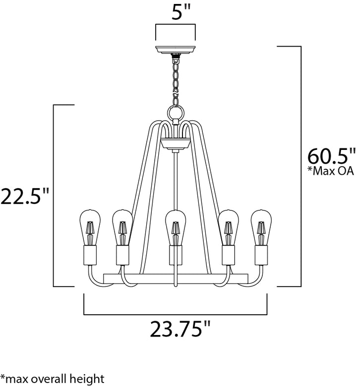 Haven Chandelier dimensions diagram