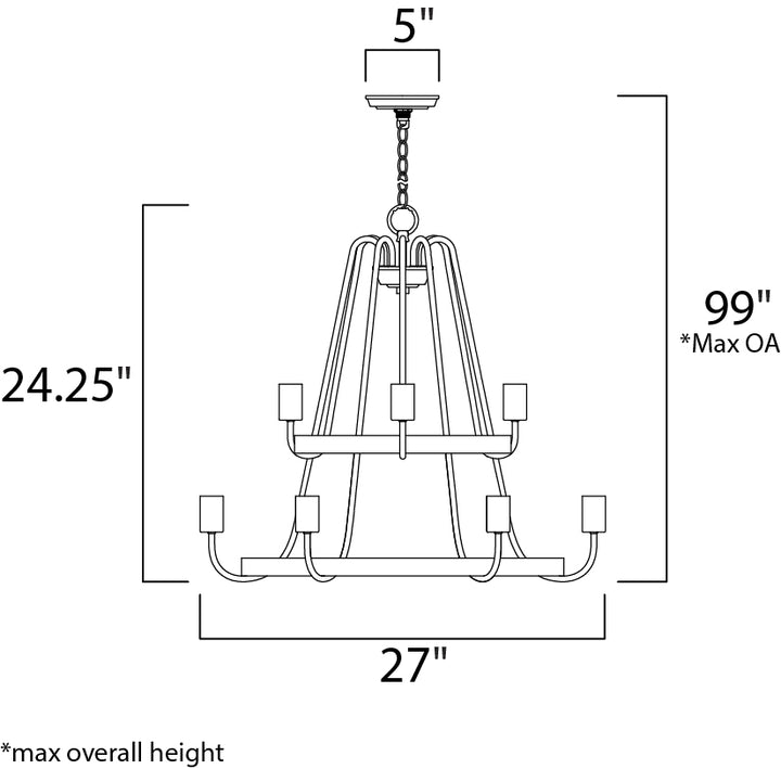 Haven Chandelier dimensions diagram