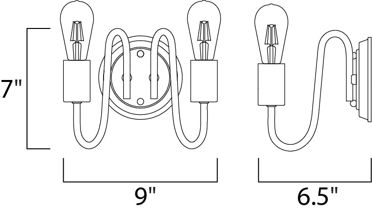 Haven 2-Light Wall Sconce dimensions diagram