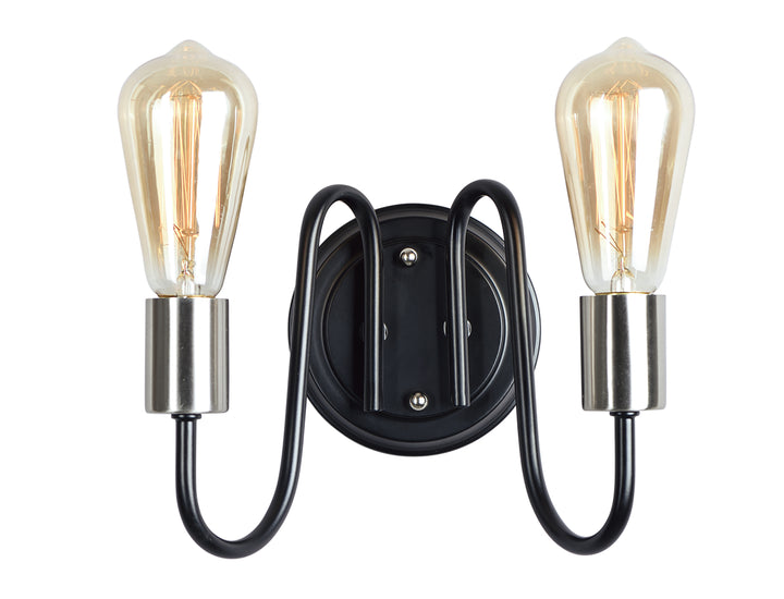 Haven 2-Light Wall Sconce Black / Satin Nickel