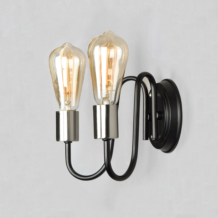 Haven 2-Light Wall Sconce Black / Satin Nickel alternate view