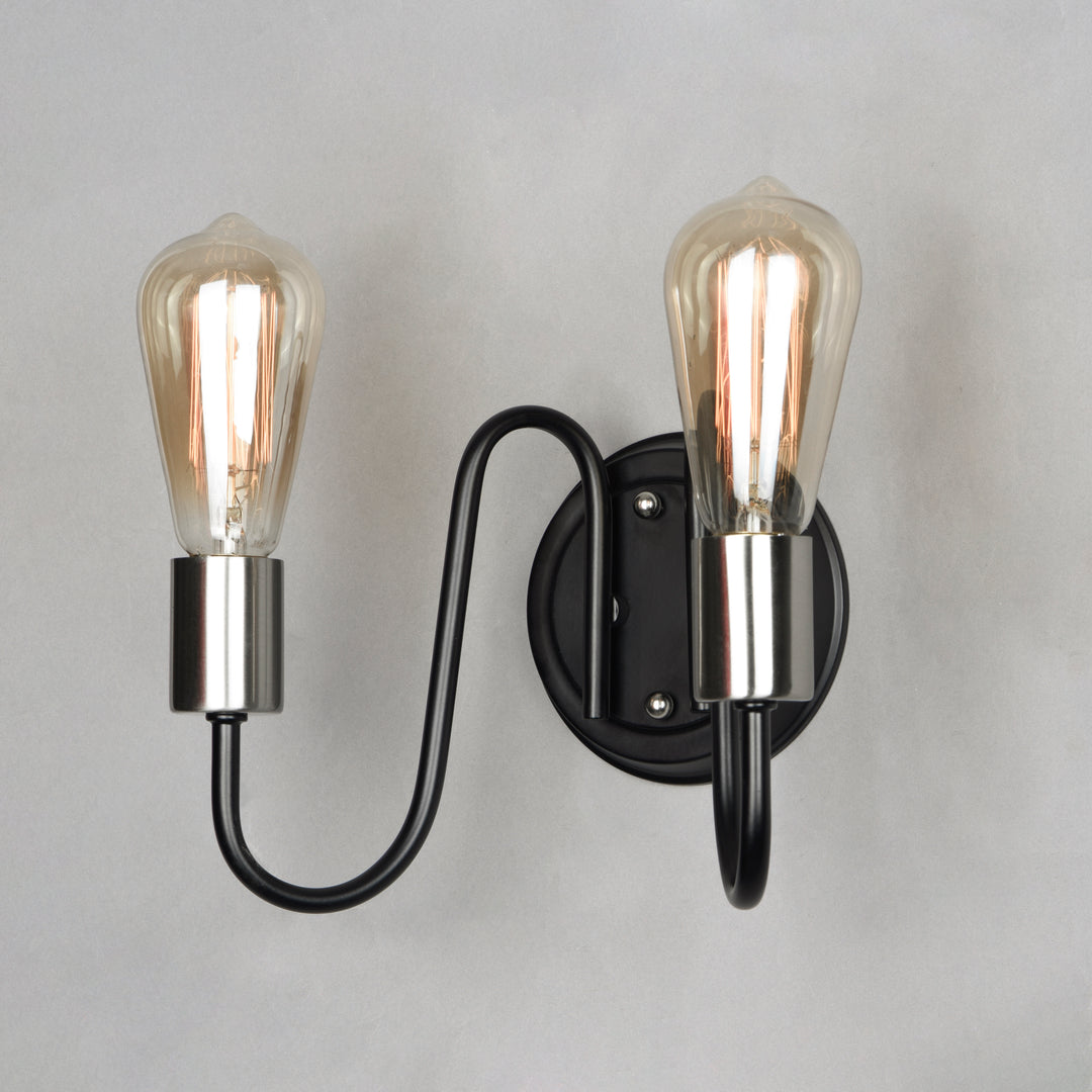 Haven 2-Light Wall Sconce Black / Satin Nickel alternate view