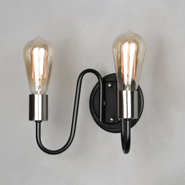 Haven 2-Light Wall Sconce Black / Satin Nickel alternate view