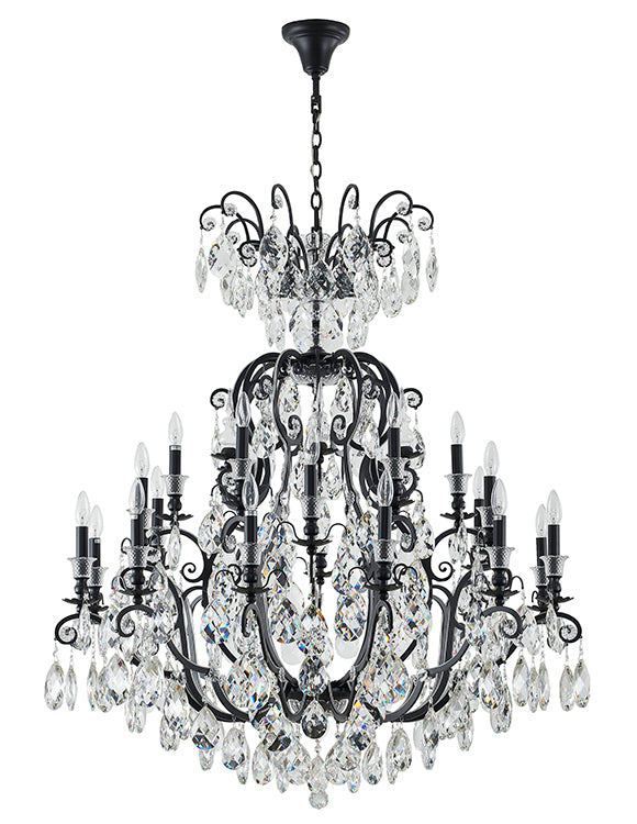 Three Tier Metal Frame Chandelier with Clear Hanging Crystals by Bethel - view 13