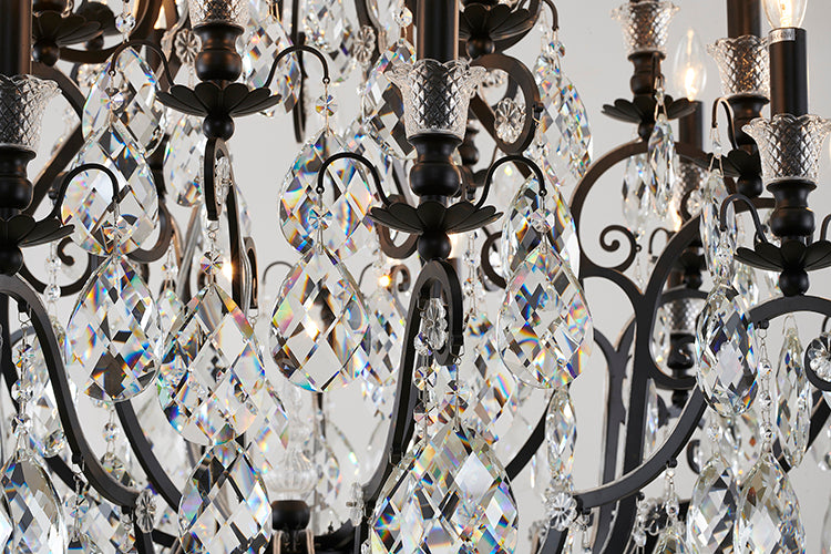 Three Tier Metal Frame Chandelier with Clear Hanging Crystals by Bethel - view 14