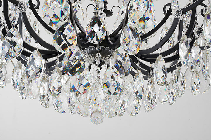 Three Tier Metal Frame Chandelier with Clear Hanging Crystals by Bethel - view 15