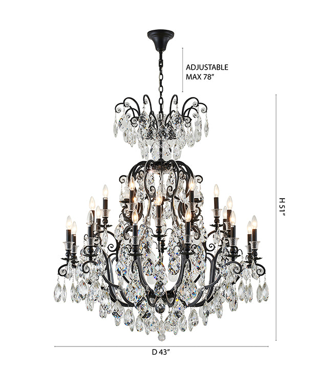 Three Tier Metal Frame Chandelier with Clear Hanging Crystals by Bethel - view 16