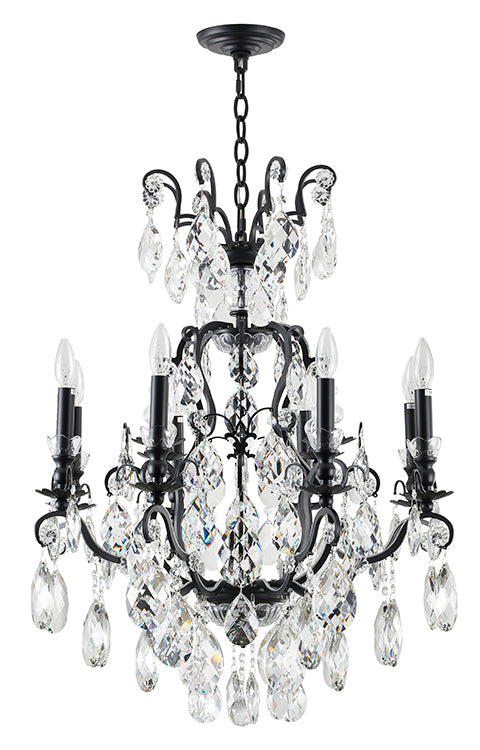 Iron Frame Chandelier with Clear Hanging Crystals by Bethel - view 10
