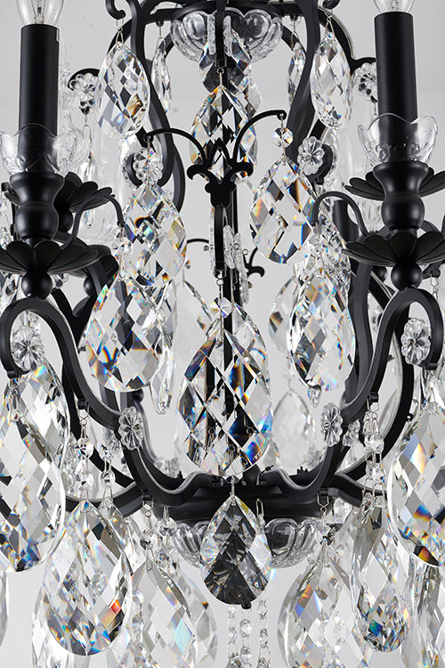 Iron Frame Chandelier with Clear Hanging Crystals by Bethel - view 11