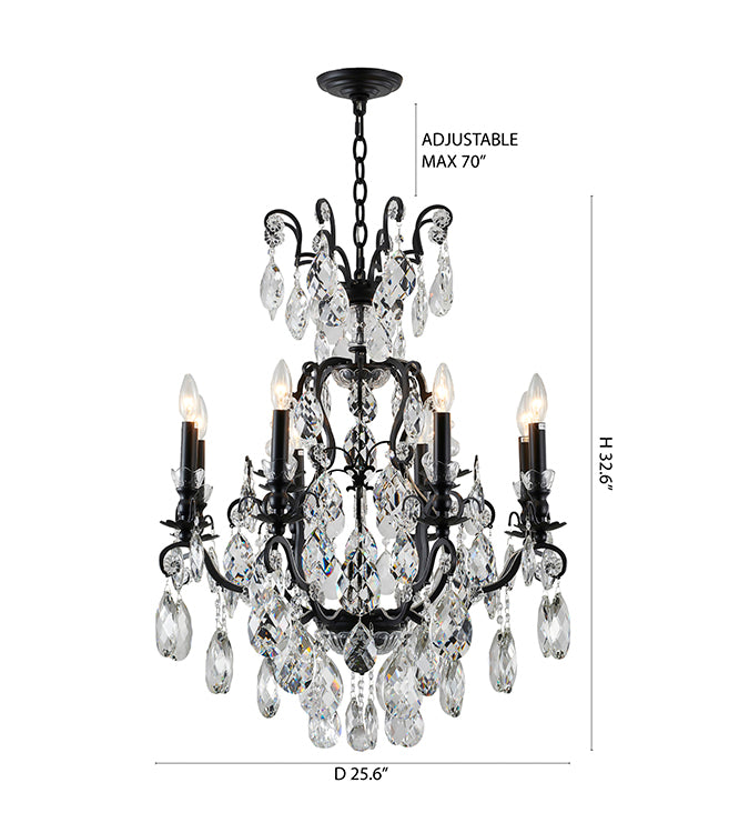 Iron Frame Chandelier with Clear Hanging Crystals by Bethel - view 12