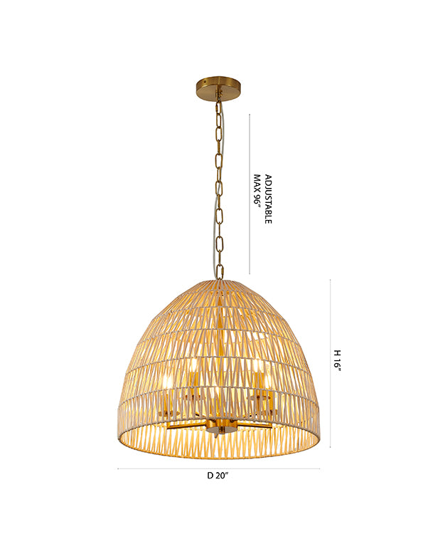 Natural Wood Vine Basket Chandelier with Brass Hardware by Bethel - view 4