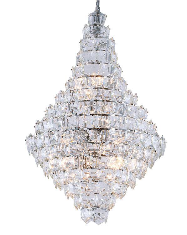 Frame Chandelier with Clear Hanging Crystals (GL431) in Chrome by Bethel