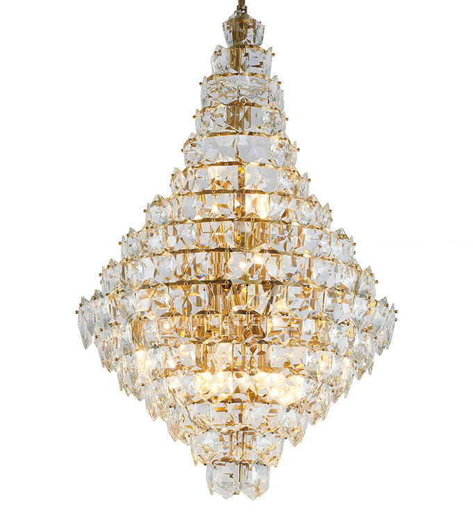 Frame Chandelier with Clear Hanging Crystals (GL431) in Brass by Bethel