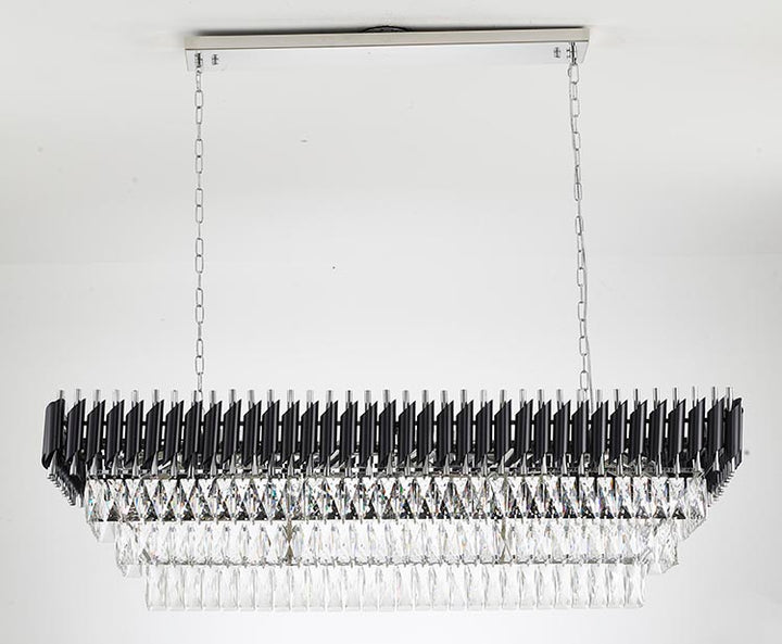 Rectangular Frame Chandelier with Clear Hanging Crystals by Bethel - view 44