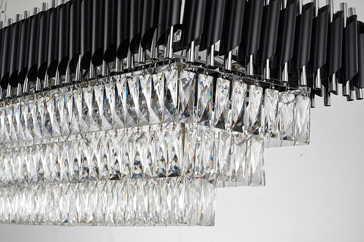 Rectangular Frame Chandelier with Clear Hanging Crystals by Bethel - view 46