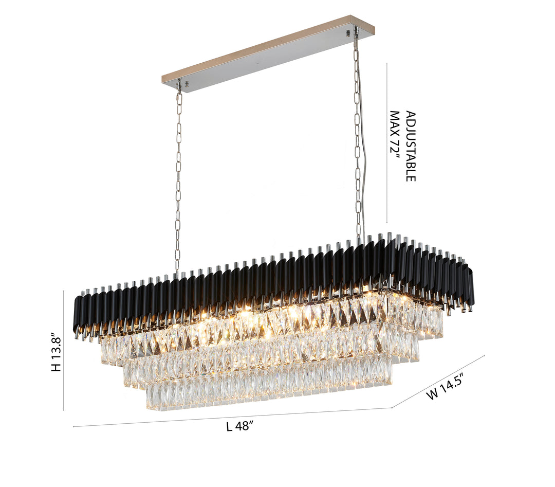 Rectangular Frame Chandelier with Clear Hanging Crystals by Bethel - view 47