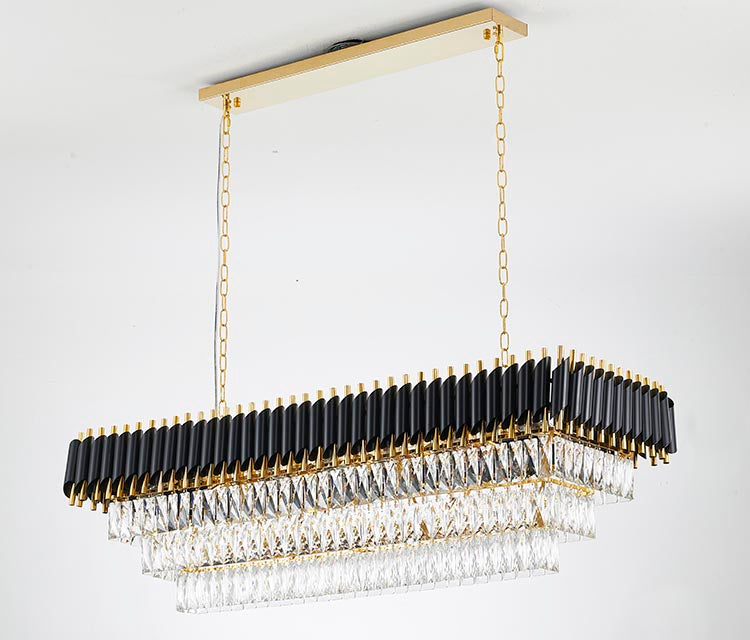 Rectangular Frame Chandelier with Clear Hanging Crystals by Bethel - view 38