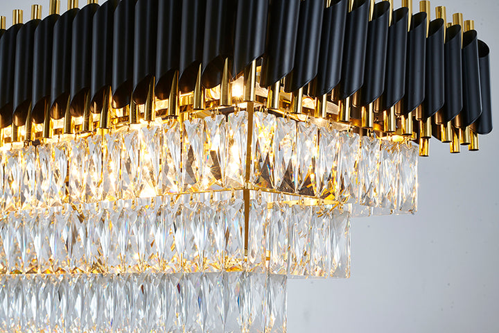 Rectangular Frame Chandelier with Clear Hanging Crystals by Bethel - view 39
