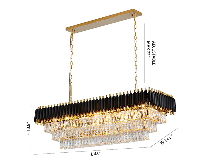 Rectangular Frame Chandelier with Clear Hanging Crystals by Bethel - view 41