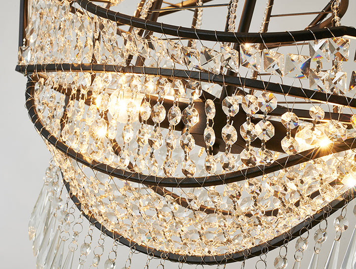 Metal Frame Sail Boat Chandelier with Clear Hanging Crystals by Bethel - view 16