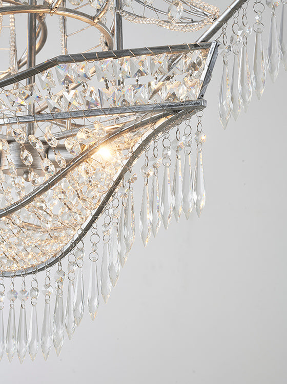 Metal Frame Sail Boat Chandelier with Clear Hanging Crystals by Bethel - view 4