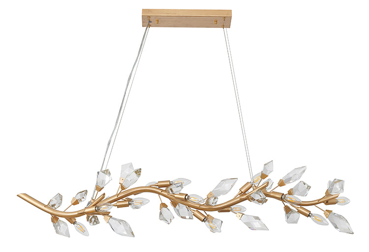 Gold Branch Chandelier with Clear Crystal Petals by Bethel