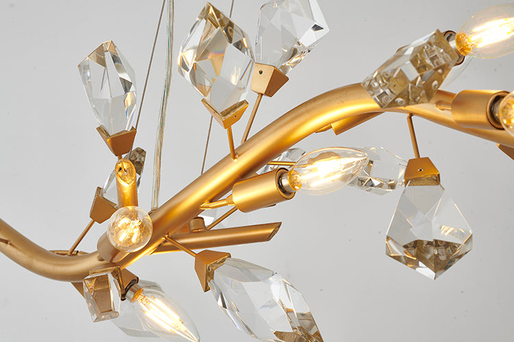 Gold Branch Chandelier with Clear Crystal Petals by Bethel - view 2