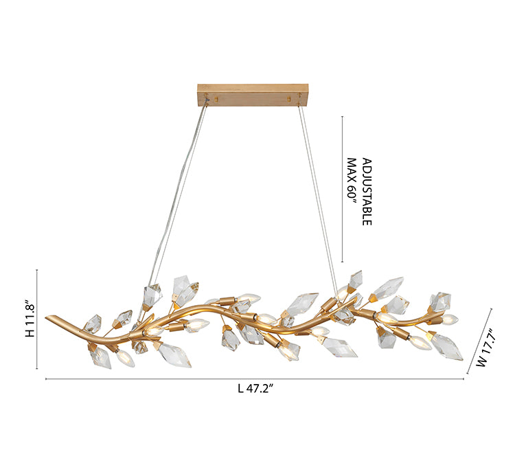 Gold Branch Chandelier with Clear Crystal Petals by Bethel - view 3