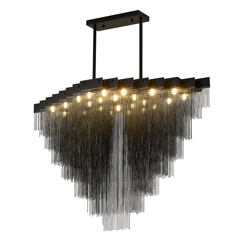 Prism Chandelier with Hanging Aluminium Chains, 47.2" x 23.6", by Bethel