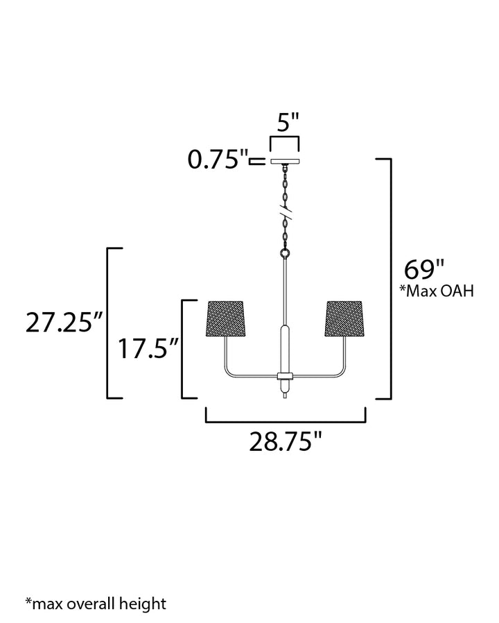 Bozeman 5-Light Chandelier dimensions diagram