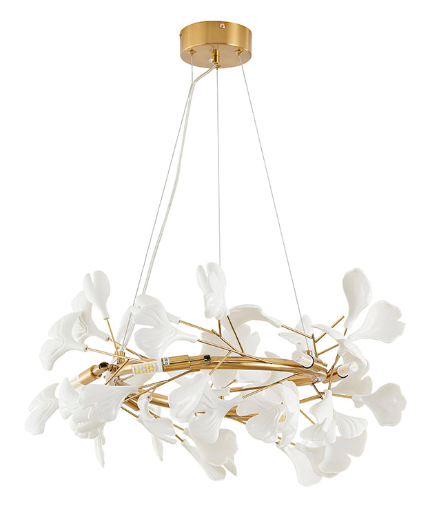 Round Frame Chandelier with Leaf Petals by Bethel - view 3