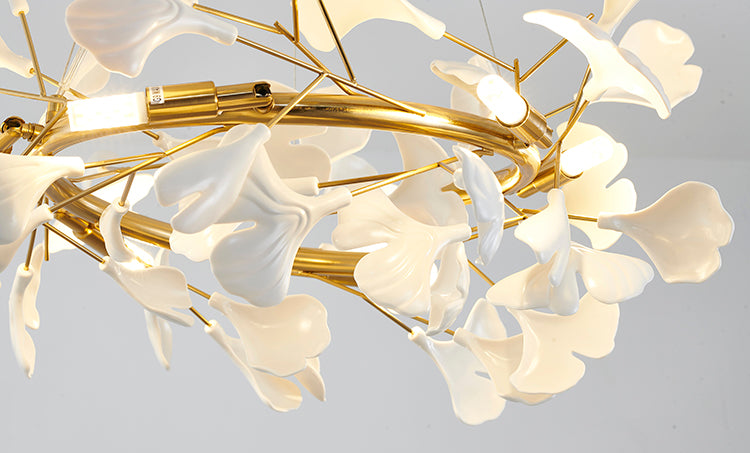 Round Frame Chandelier with Leaf Petals by Bethel - view 4