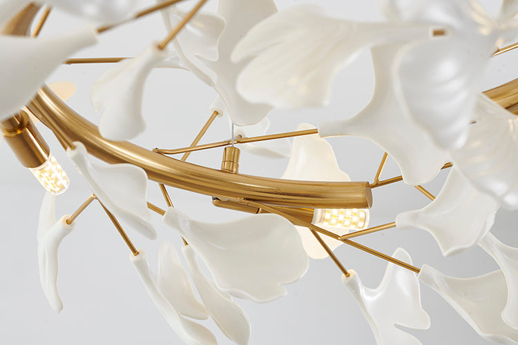 Round Frame Chandelier with Leaf Petals by Bethel - view 5