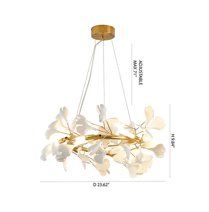 Round Frame Chandelier with Leaf Petals by Bethel - view 6