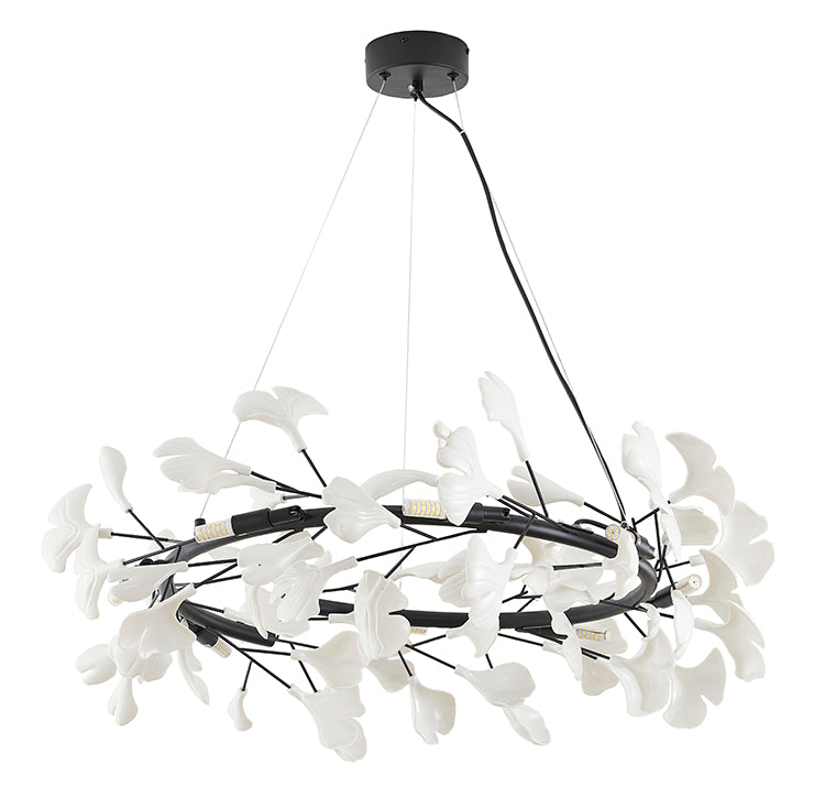 Round Frame Chandelier with Leaf Petals by Bethel - view 8