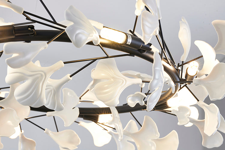 Round Frame Chandelier with Leaf Petals by Bethel - view 9