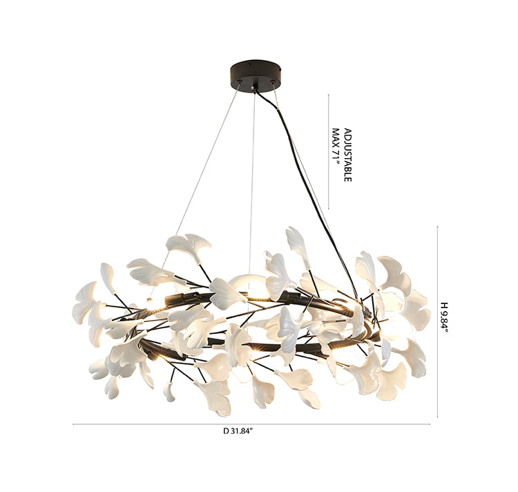 Round Frame Chandelier with Leaf Petals by Bethel - view 11